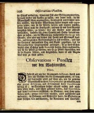 Observations-Puncten vor den Wachmeister.