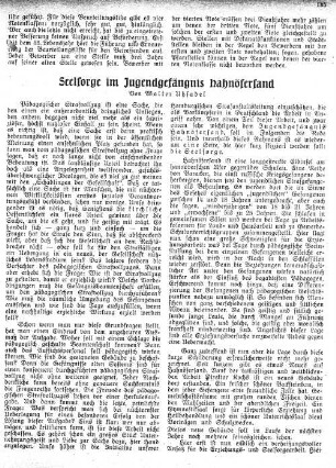 Seelsorge im Jugendgefängnis Hahnhöfersand