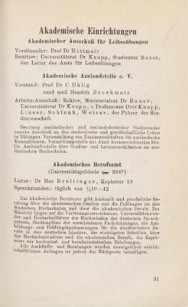 31-35, Akademische Einrichtungen