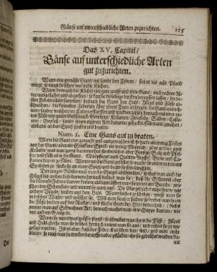 Das XV. Capitel. Gänse auf unterschiedliche Arten gut zuzurichten.