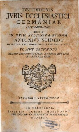 Institutiones Jvris Ecclesiastici Germaniae Accommodatae, 2