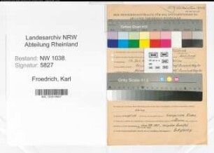 Entnazifizierung Karl Froedrich , geb. 14.07.1908 (Schlosser)