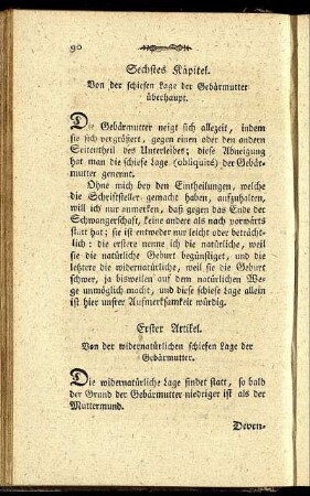 Sechstes Kapitel. Von der schiefen Lage der Gebärmutter überhaupt.