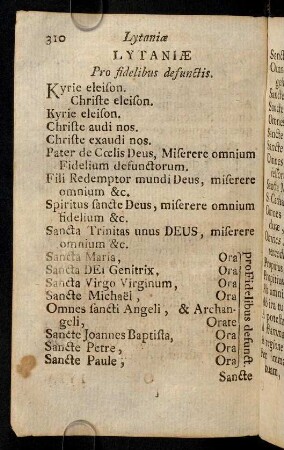 310-318, Lytaniae Pro fidelibus defunctis. Sequentia pro Fidelibus defunctis.