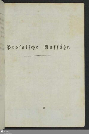 Prosaische Aufsätze
