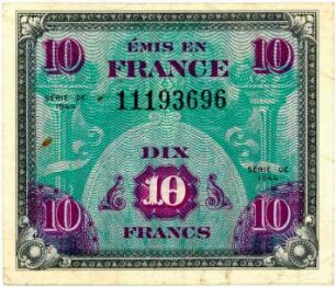 Geldschein, 10 Francs (FRF), 1944