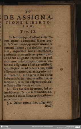 De Assignatione Libertorum, Tit. IX.