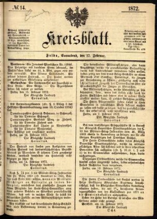 Ausgabe vom Samstag, den 17. Februar 1872.