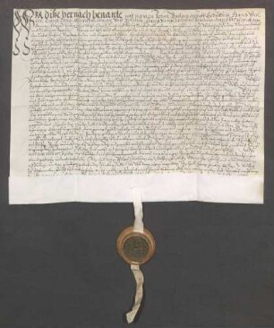 Johann Baltges, Schultheiß, und genannte Mitglieder des Gerichts zu Ubstadt beurkunden eine Gültverschreibung des Anton Regwein und seiner Ehefrau Ottilia über 40 Gulden gegenüber Johann Rehm, Generalkollektor am Bruhrain.