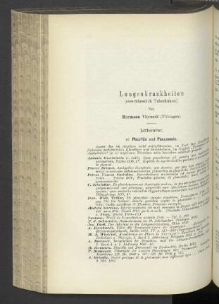 Lungenkrankheiten (ausschließlich Tuberkulose) Litteratur.