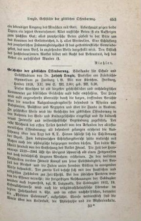 453-454 [Rezension] Lengle, Joseph, Geschichte der göttlichen Offenbarung