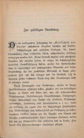 Zur gefälligen Beachtung