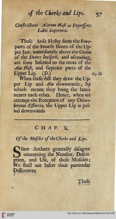 Chap. X: Of the Muscles of the Cheeks and Lips