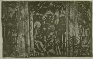 Anbetung der heiligen drei Könige, Christophorus und eine Heilige
