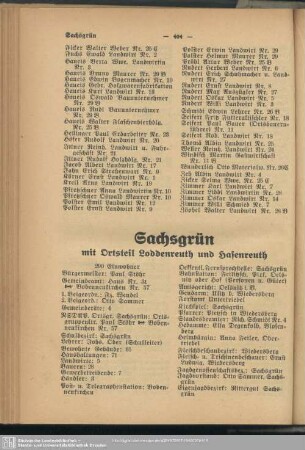 Sachsgrün mit Ortsteil Loddenreuth und Hasenreuth
