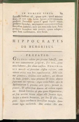 Hippocratis De Humoribus