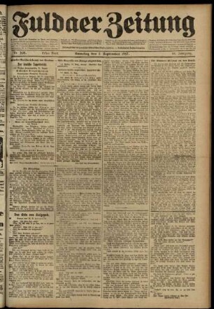 Erste Ausgabe vom Samstag, den 01. September 1917.