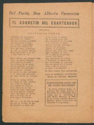 El cornetín del cuarteador : milonga