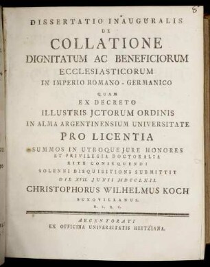 Dissertatio Inauguralis De Collatione Dignitatum Ac Beneficiorum Ecclesiasticorum In Imperio Romano-Germanico