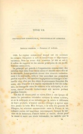 Titre VII. Organisation commerciale, industrielle et agricole