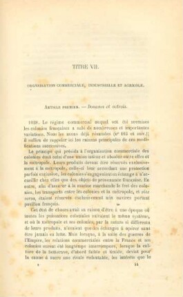 Titre VII. Organisation commerciale, industrielle et agricole