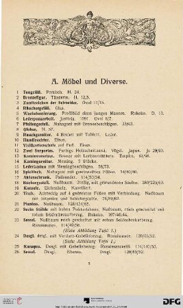 A. Möbel und Diverse (Nr. 1-187)