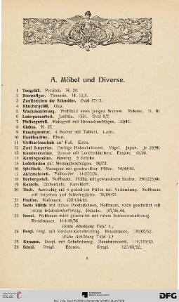 A. Möbel und Diverse (Nr. 1-187)