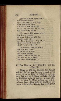 h) Der Roman, das Mährchen und die Novelle.