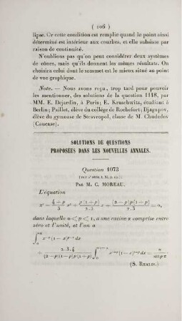 Solution de questions proposées dans les nouvelles annales.
