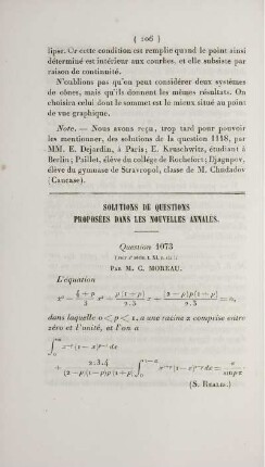Solution de questions proposées dans les nouvelles annales.