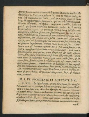 M. I. De Necessitate Et Libertate B. O.