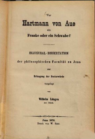 War Hartmann von Aue ein Franke oder ein Schwabe?