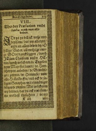 VIII.Tho der Präfation vnde Sanctus mach men ... [u. a.]