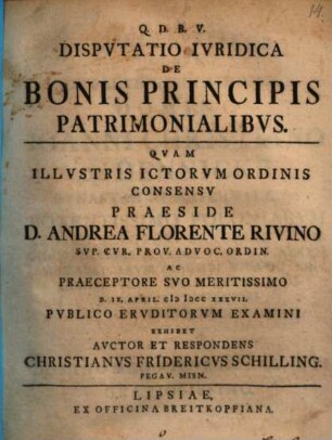 Disp. iur. de bonis principis patrimonialibus