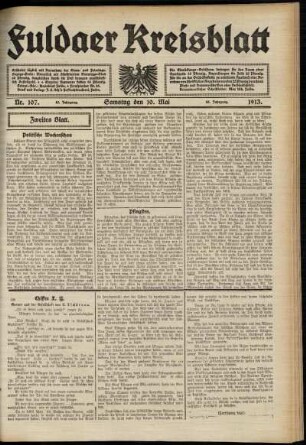 Zweite Ausgabe vom Samstag, den 10. Mai 1913.