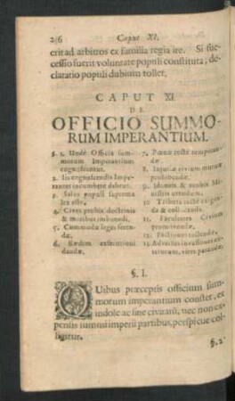 Caput XI. De Officio Summorum Imperantium