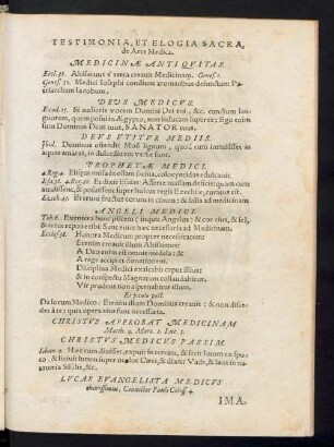 Testimonia, Et Elogia Sacra, de Arte Medica.
