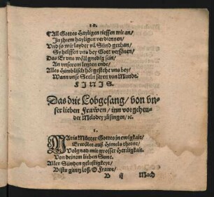 Das drit Lobgesang/ von vn=||ser lieben Fraw̄en/ inn vorgehen=||der Melodey zu°singen/ [et]c. ||