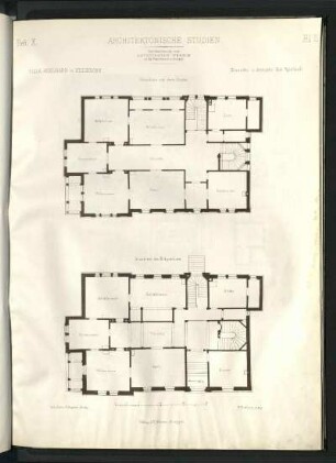 Villa Adelmann in Heilbronn. Grundriss Erdgeschoss und 1. Obergeschoss