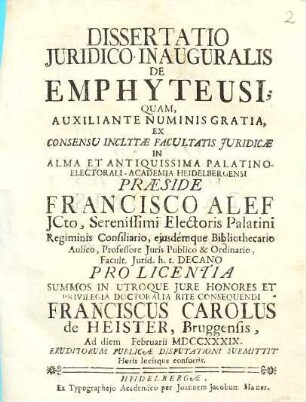 Dissertatio iuridico inauguralis de emphyteusi