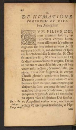 II. De Humatione Corporum Et Ritibus Funerum.
