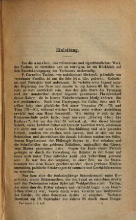 Die Annalen des Tacitus, 1. Buch I - VI
