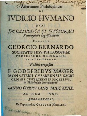 Assertiones philos. de iudicio humano