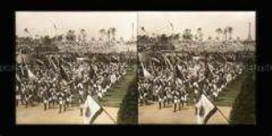 Gruppe der Studenten mit Bannern, Deutsches Stadion, Berlin