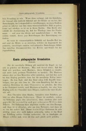 Kants pädagogische Grundsätze : (Schluß)