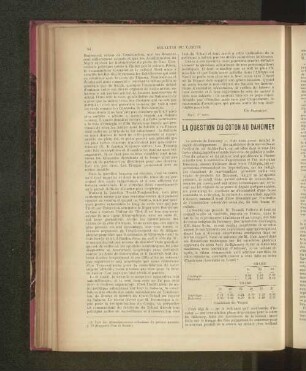 La Question Du Coton Au Dahomey.