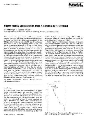 Upper-mantle cross-section from California to Greenland