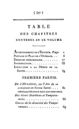 Table Des Chapitres Contenus En Ce Volume.