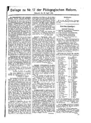 [Aus Hamburg] : [Fortsetzung aus dem Hauptblatt] ; Beilage zu Nr. 17 der Pädagogischen Reform