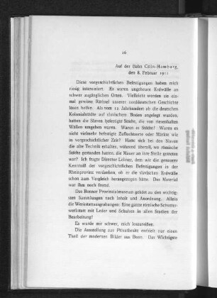Auf der Bahn Cöln-Hamburg, den 8. Februar 1911